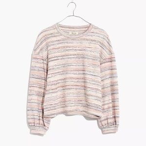 Bubble-Sleeve Crop Top in Rainbow Stripe